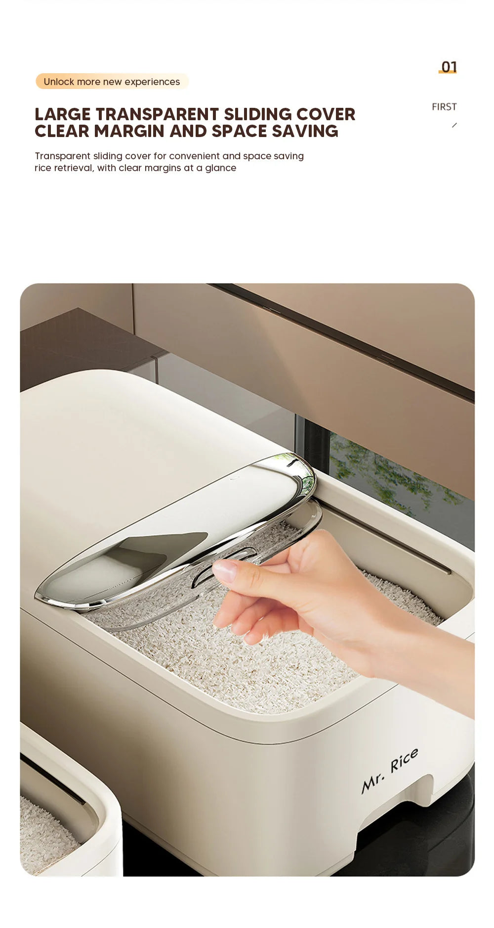 10KG Rice Storage Box Home with Lid Insect Proof Moisture Proof Rice Box Grain Sealed Jar Kitchen Container Storing Dry Grain
