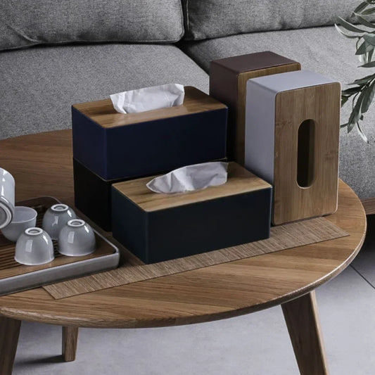 Tissue Box Table Napkin Holder Tissue Case Paper Box Container Bamboo Cover Solid Wood Storage Box Home DesktopTissue Box Holder