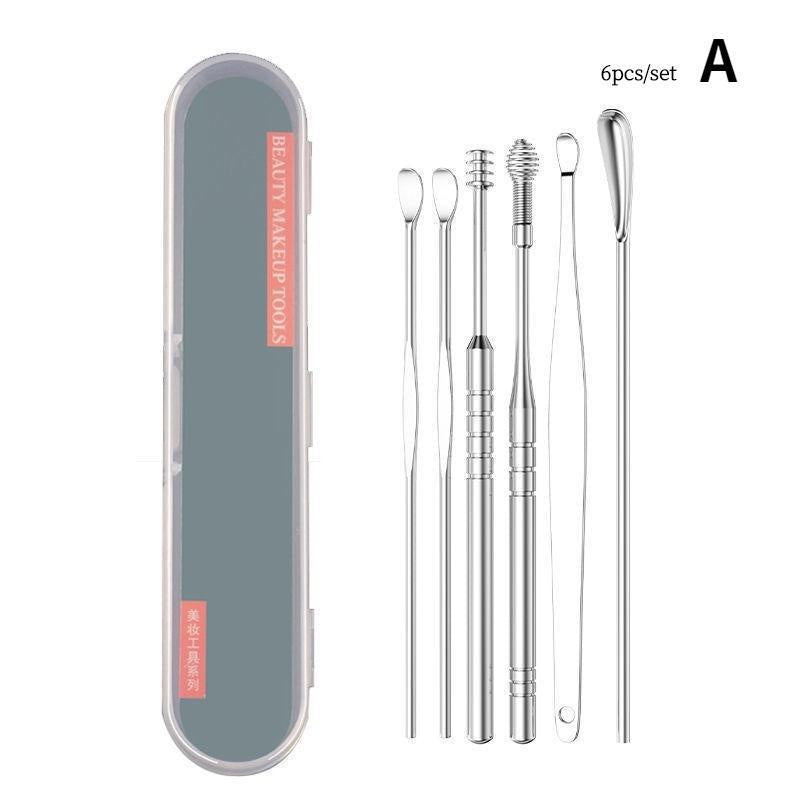 6/7/8Pcs Set Ear Wax Pickers Cleaning Stainless Steel Earpick Wax Remover Curette Ear Pick Cleaner Ear Cleaner Spoon Care Ear
