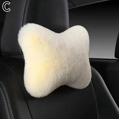 Winter Car Seat Neck Rest Pillow Plush Car Headrest Plush Cushion Warmth And Comfort Universal Lumbar Pillow Support Accessories