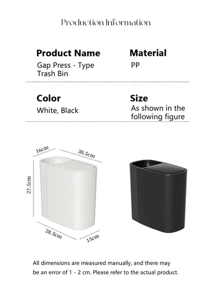 Large Capacity Bathroom Trash Can with Lid Odor-Sealing Oval Plastic Garbage Can for Kitchen, Bathroom, Bedroom, Living Room