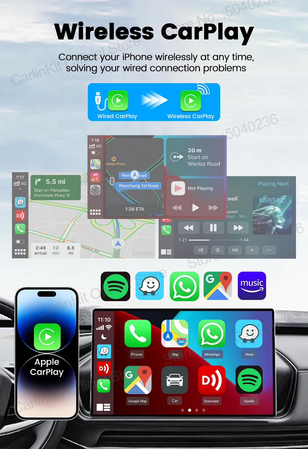 MINI 5 Pro/Mini Ultra CarlinKit Wireless CarPlay Adapter Smart CarPlay Box  for Car Plug and Play WiFi Bluetooth Auto Connection
