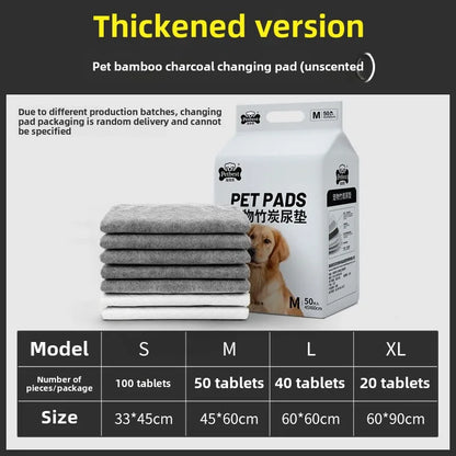 Dog Paper Pee Pad Bamboo Charcoal Thickened Disposable Diaper Pad Water Absorbent Cat Diaper Pet Products Cleaning Accessories