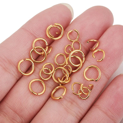 100-200pcs/lot 3/4/5/6/7/8/10mm Stainless Steel Gold Plated Jump Ring Connector for Diy Jewelry Making Accessories Wholesale
