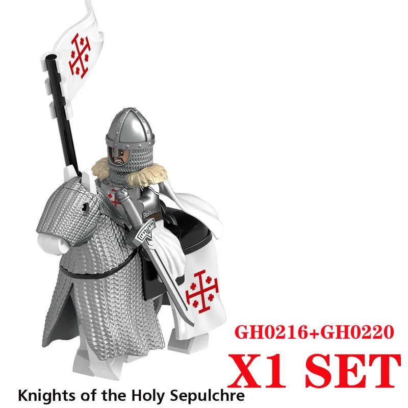 Medieval Knight Figure Building Blocks Roman Rohan Temple Soldier Infantry Commander Mount War Horse Wolf Orc Boy Toy Gift S009