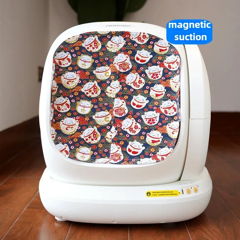 Cotton and Linen Dust-proof Door Curtain with Dual Magnetic Suction Suitable for Air Radish C20 Cat Litter Box Cat Accessories
