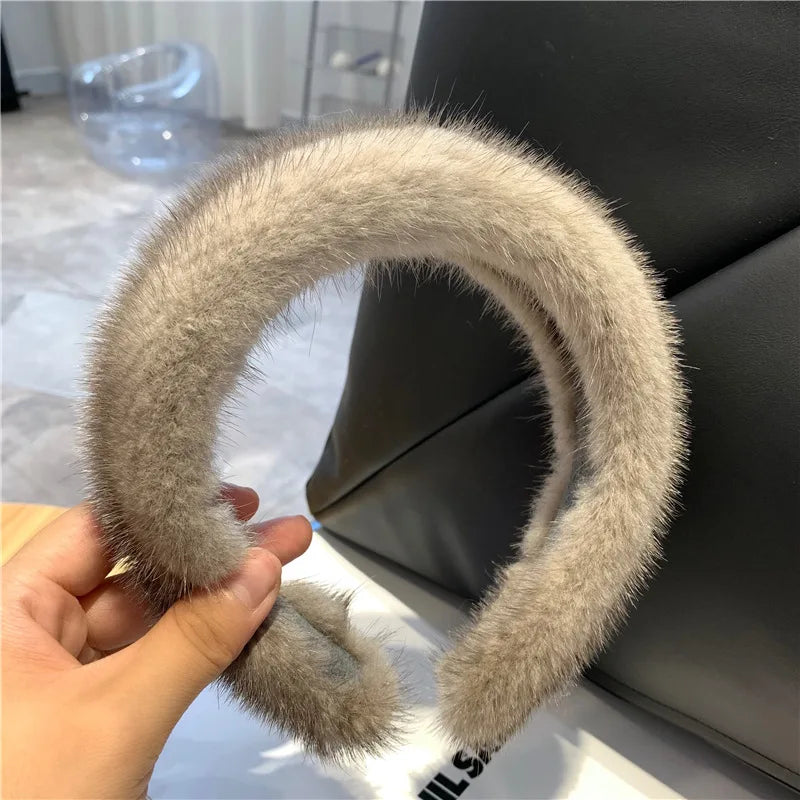 2025 Hot Sale Women Luxury winter 100% Real Mink Fur Headbands High Quality Real Fur Hair Band Lady Fashion Hair Hoop Furry Gift