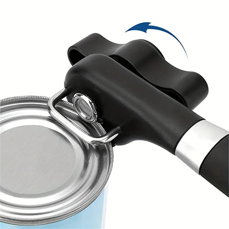 Effortless Stainless Steel Can Opener – Easy-Grip, Multi-Use, No Electricity, Safe & Portable