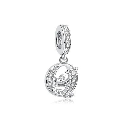 925 Sterling Silver Charms Original Letter Alphabet A-Z Pendant Beads Fit Brand Bracelets Necklaces Diy Jewelry For Women