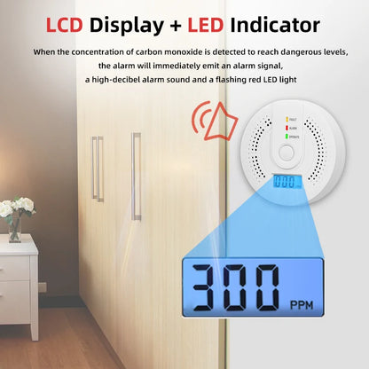 Independent CO Alarm Sensor Carbon Monoxide Alarm Detector High Sensitive Warning LCD Display CO Alarm