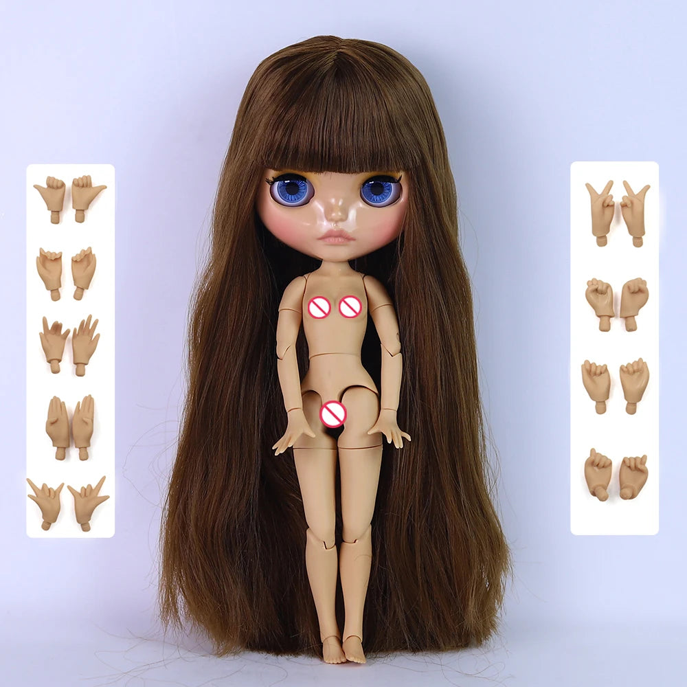 ICY DBS Blyth Doll 1/6 Joint 30cm Brown Skin Glossy Face Toothed Mouth Girl Doll BJD Toy Gift