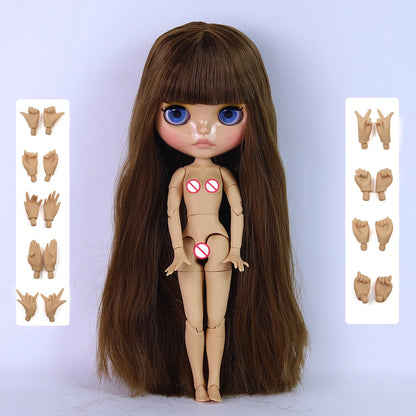 ICY DBS Blyth Doll 1/6 Joint 30cm Brown Skin Glossy Face Toothed Mouth Girl Doll BJD Toy Gift