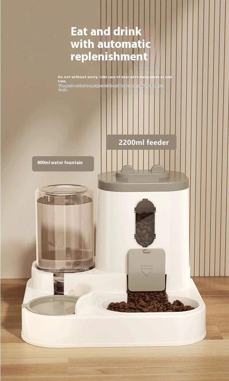 Dog & Cat Automatic Feeder & Waterer Set: Gravity Design, Leak-Proof, Spill-Proof, Anti-Slip, Easy to Clean, Built-In Food Bowl