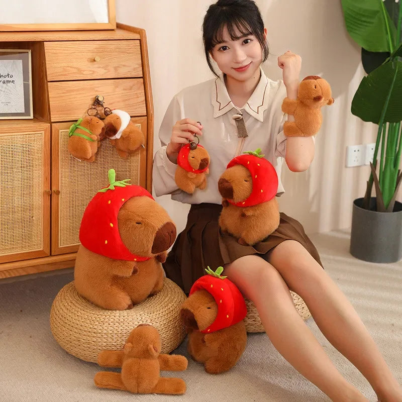 Capybara Plush Toy Simulation Capibara Cosplay Unicorn Dinosaur Dress Boba Bread Fruit Food Decor Birds Bubble Stuffed Animals