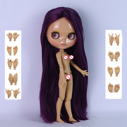 ICY DBS Blyth Doll 1/6 Joint 30cm Brown Skin Glossy Face Toothed Mouth Girl Doll BJD Toy Gift