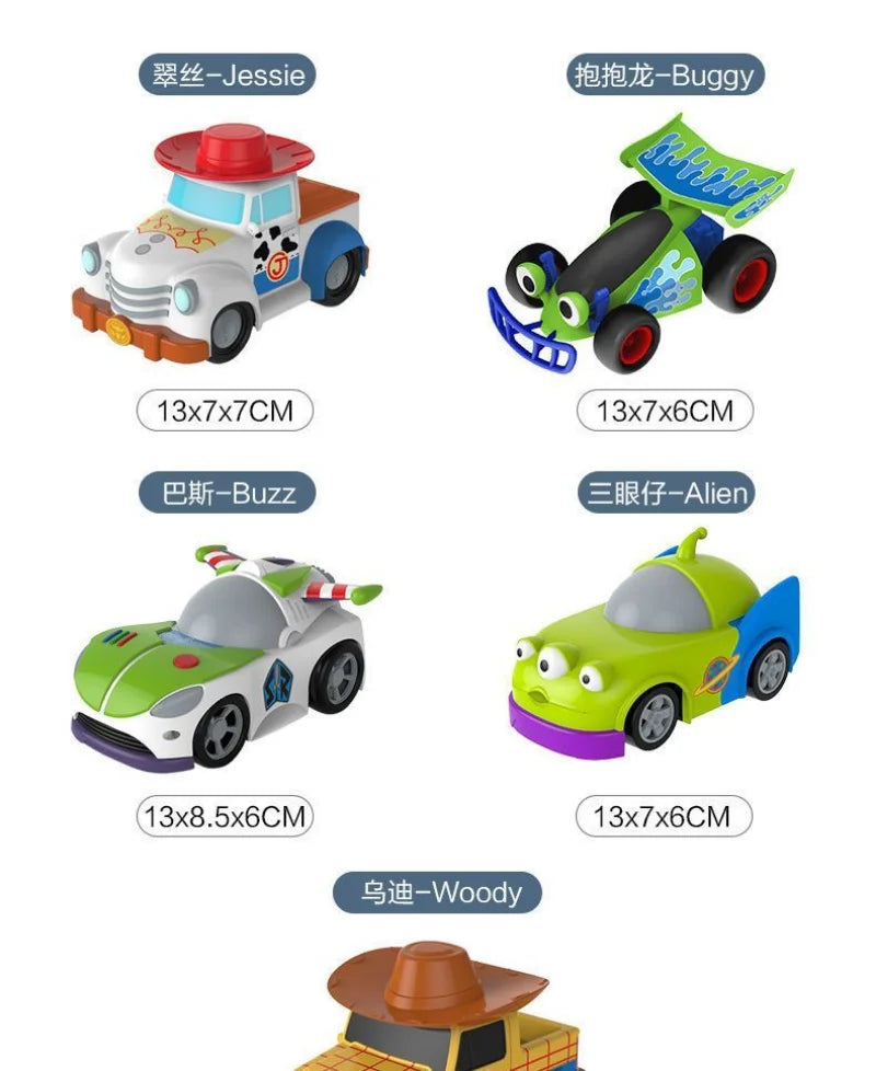 13cm Disney Pixar Toy Story Inertial Woody Buzz Pull Back Car Simulation Doll Children's Interest Training Development Toys