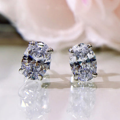 CAOSHI Simple Shiny Oval-shaped CZ Earrings for Female Graceful Lady Versatile Accessories Classical Elegance Women's Jewelry