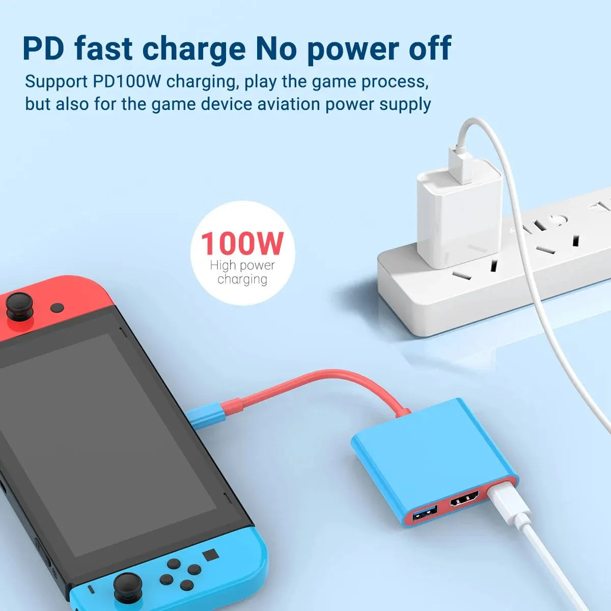 Portable Switch TV Dock 3 in 1 USB-C Game Hub with 4K HDMI,USB3.0(5Gbps) ,PD 100W Ports for Switch/OLED Mac Pro/Air