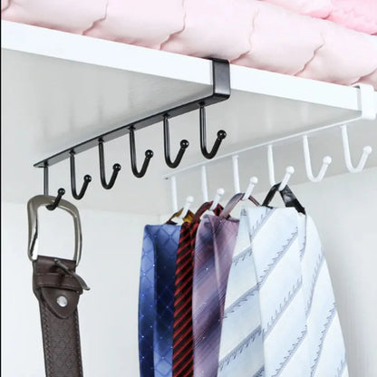 6 Hook Coffee Cup Mug Holder Plastic Cabinet Kitchen Storage Rack Multifunction Hook Shelf Sundry Organizer Storage Hanger