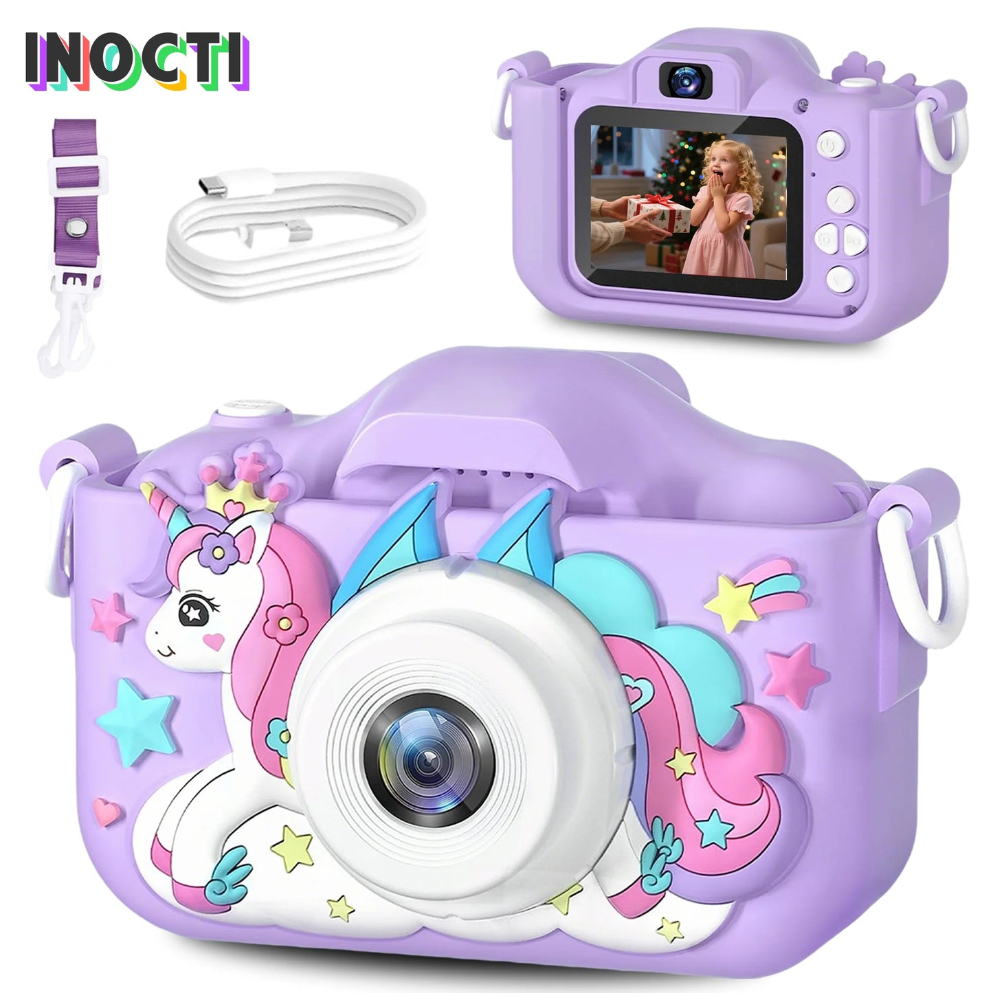 Super Cute Children Camera Kids Educational Toy Children Baby Birthday Digital Camera 1080P Video Camera With Free Gift For Girl