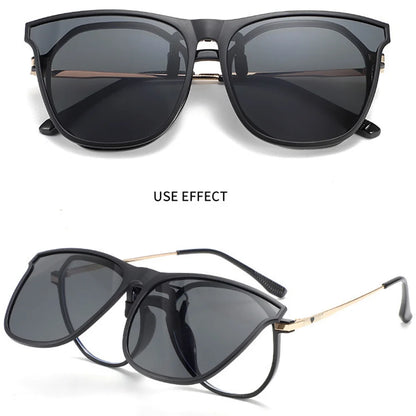 Polarized Clip On Sunglasses Men Car Driver Goggles UV400 Sun Glasses Anti Glare Vintage Square Glasses