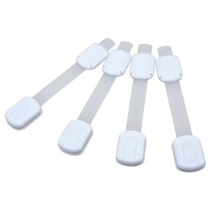 4 Pack Child Safety Strap Locks for Fridge, Cabinets, Drawers, Dishwasher, Toilet, 3M Adhesive No Drilling