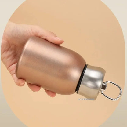 Mini Chubby Big Belly Cup Stainless Steel Thermos Cup Portable Carrying Ring 300ml Vacuum Flask Insulated Hot Water Bottle