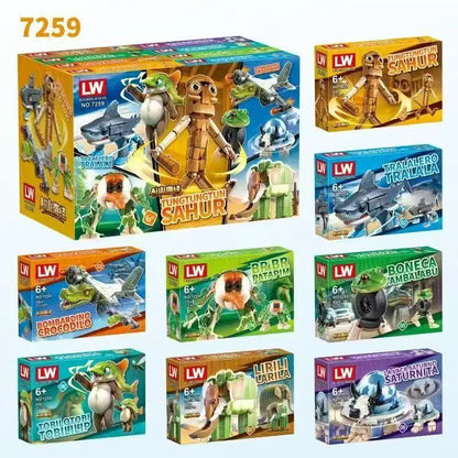 Tung Tung Sahur‌ Figure Block Toy Tralalero Tralala‌，LiriLi Larlla‌，‌Boneca Ambalam‌ Figure Toys Building Blocks Gift Blind Box
