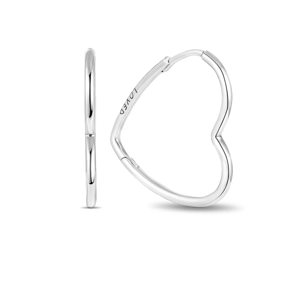 925 Silver Plating Circular Snake Pattern&Minimalist Heart-Shaped Earrings Ladies' Fashion Charm Jewelry