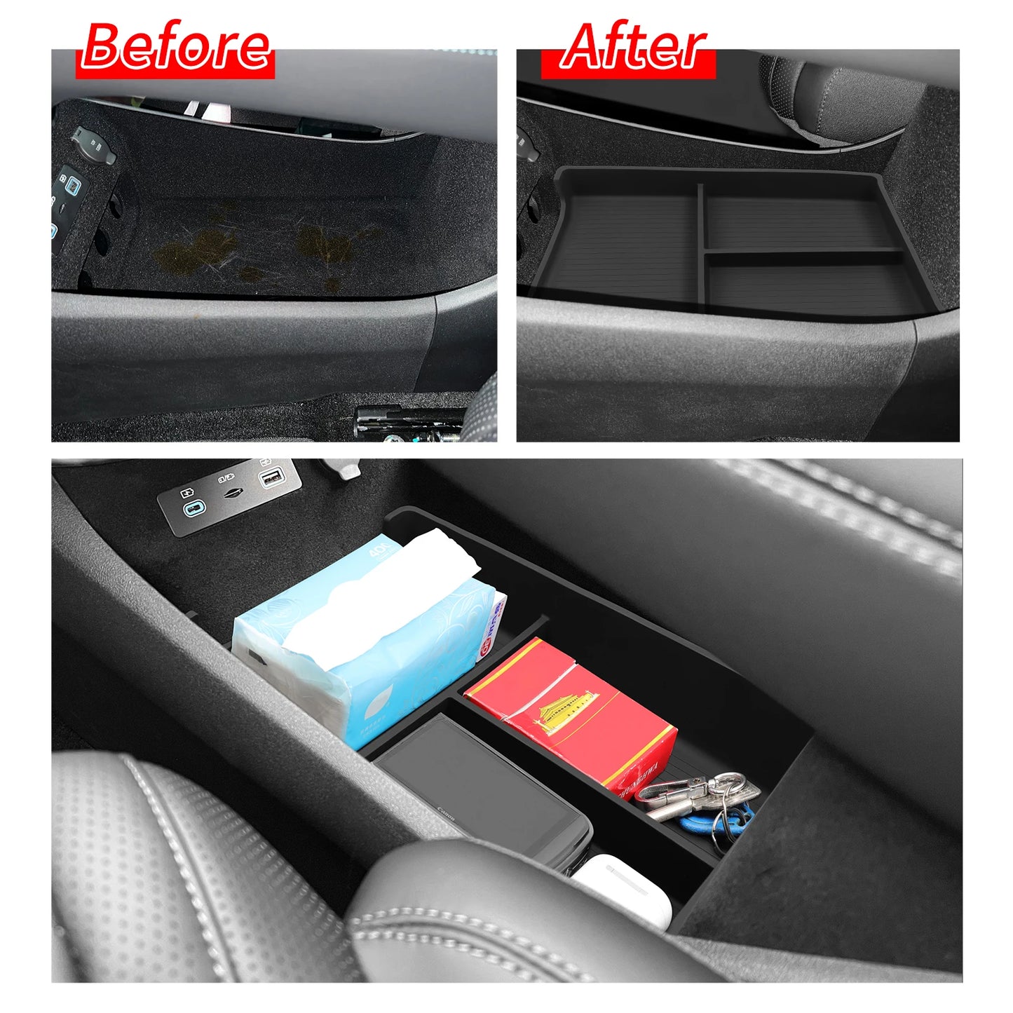for BYD Sealion 07 (not for 4WD) 2024-2025 Storage Box Car Tray Cup Box Anti-slip Pad Organizers Interior Accessories Tidying