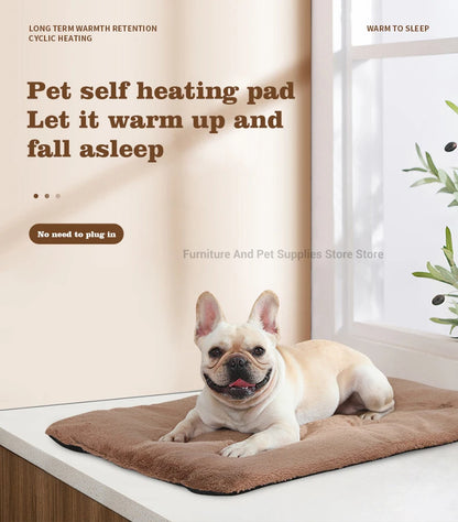 Self Heating Pet Pad, Extra Warm Thermal Dog Crate Pad Washable Anti-Slip Kennel Mat Pet Supplies for Medium Small Dogs and Cats