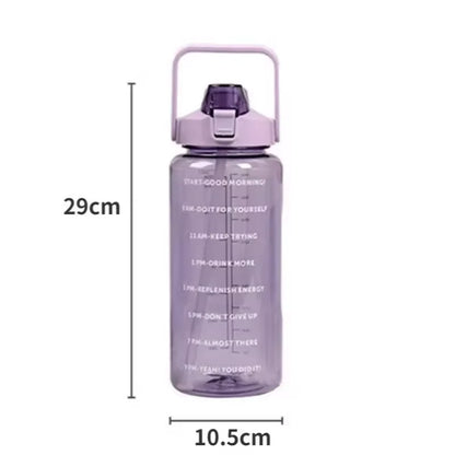 2 Liters Straw Plastic Water Bottle Large Portable Travel Bottle Sports Fitness Cup High Value Big Fat Cup Adult Universal