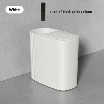 Large Capacity Bathroom Trash Can with Lid Odor-Sealing Oval Plastic Garbage Can for Kitchen, Bathroom, Bedroom, Living Room