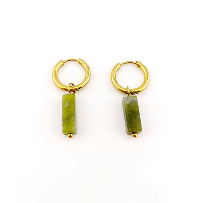 HUIDANG Earrings With Stones Boucles d'oreilles Square Natural Stones Small Hoops Earrings Woman New Trend 2025