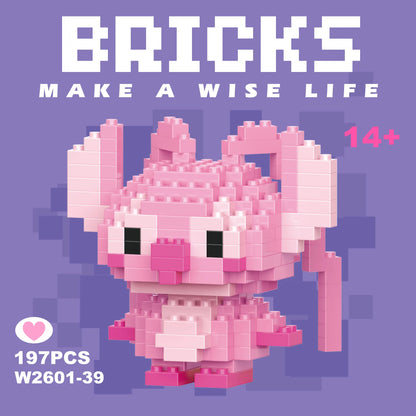Disney 108 style Stitch LinaBell StellaLou Building Blocks Princess Cartoon Figrues Bricks Children's Assembly Toys Model Gift