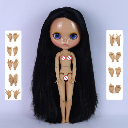 ICY DBS Blyth Doll 1/6 Joint 30cm Brown Skin Glossy Face Toothed Mouth Girl Doll BJD Toy Gift