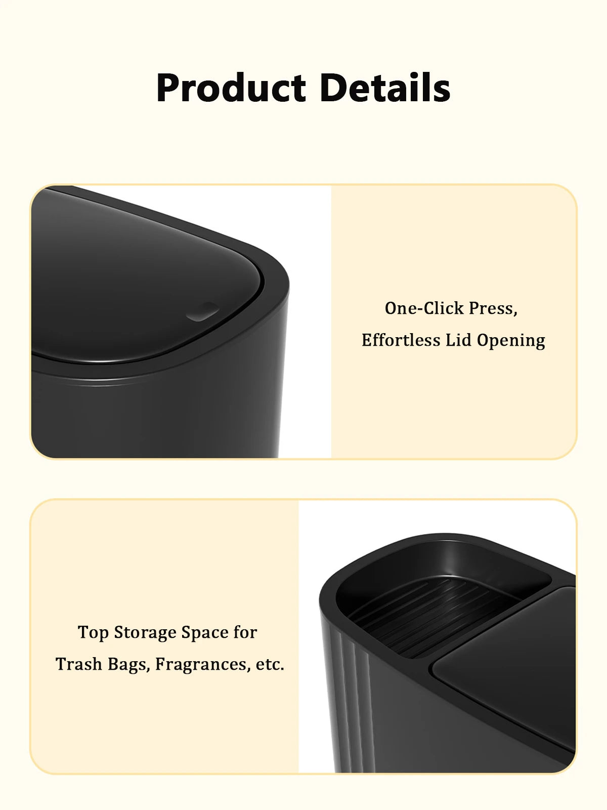 Large Capacity Bathroom Trash Can with Lid Odor-Sealing Oval Plastic Garbage Can for Kitchen, Bathroom, Bedroom, Living Room