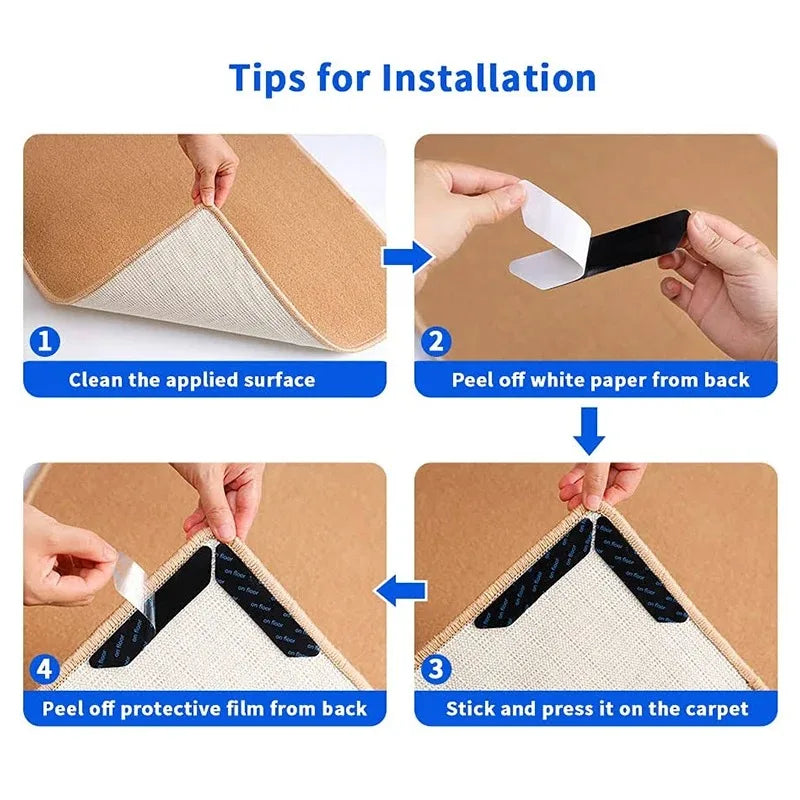 80/8pcs Carpet Non-slip Stickers Reusable Washable Anti Curling Carpet Patches Fixed Sticker Floor Rug Mat Grip Stoppers Tapes