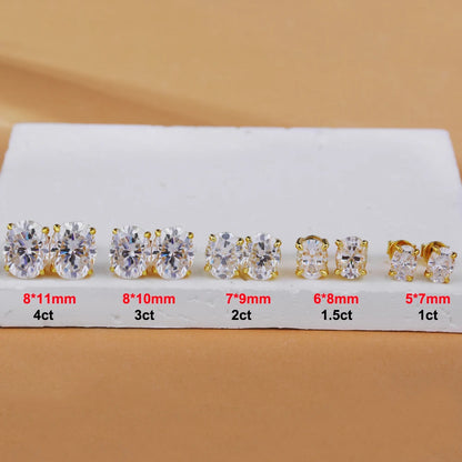 1-4ct Oval Cut Moissanite Stud Earring for Women Men D Color Sparkling Diamond 925 Sterling Silver Ear Studs Party Jewelry Gifts
