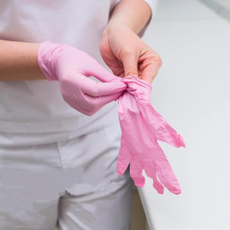 20/50/100PCS Pink Nitrile Disposable Gloves 3.5mil Latex Free Household Cleaning Gloves for Food Pre Tattoo Beauty Esthetician