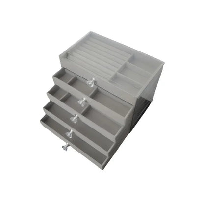 New 5 Layers Exquisite Gray Jewelry Box Earrings Ring Drawer Type Storage Box Large Capacity Anti-oxidation Jewelry Box