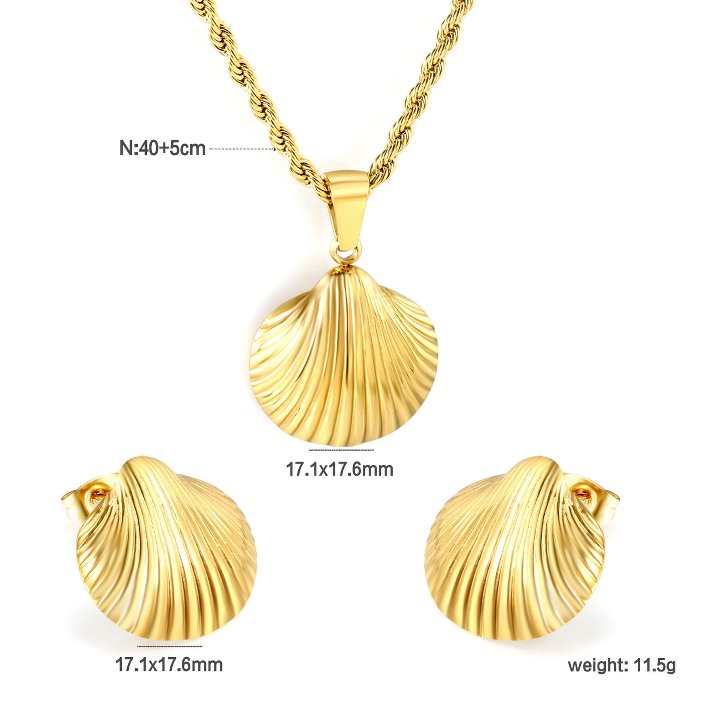 LUXUKISSKIDS Fashion Flower Necklace Earrings Set Jewelry Women Stainless Steel White Shell Clover Bracelet Jewelry Accessories