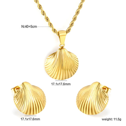 LUXUKISSKIDS Fashion Flower Necklace Earrings Set Jewelry Women Stainless Steel White Shell Clover Bracelet Jewelry Accessories