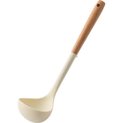 5Pcs White Silicone Wooden Handle Cooking Tool Non-stick Kitchen Utensils Silicone Spatula Baking Kitchen Utensils Tool