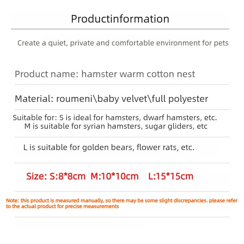 Winter Small Animal Sleeping Bed Soft Rabbit Squirrel Comfortable  Guinea Pig Nest Warm Mat Hamster House Guinea Pig Cage