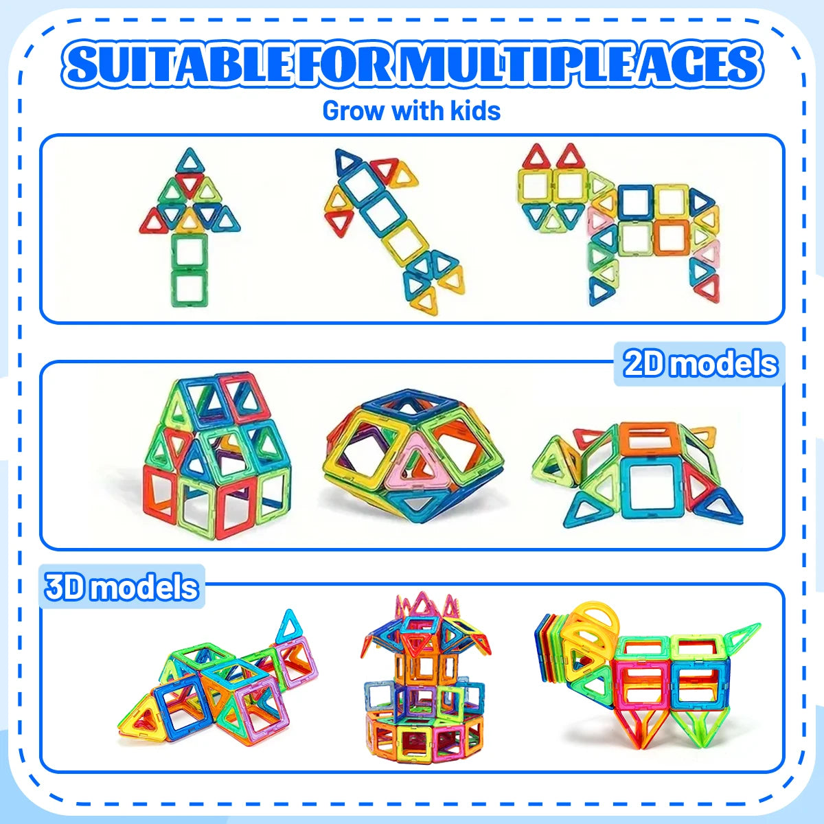 Medium Size Magnetic Block Building Toy Set，Creative Construction STEM Toy,Back-to-School Season, Birthday Gift