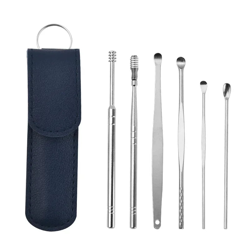 Effective 6Pcs Earwax Cleaning Tool with Spiral Earpick and Ear Curette, Ear Care Tool for Daily Use