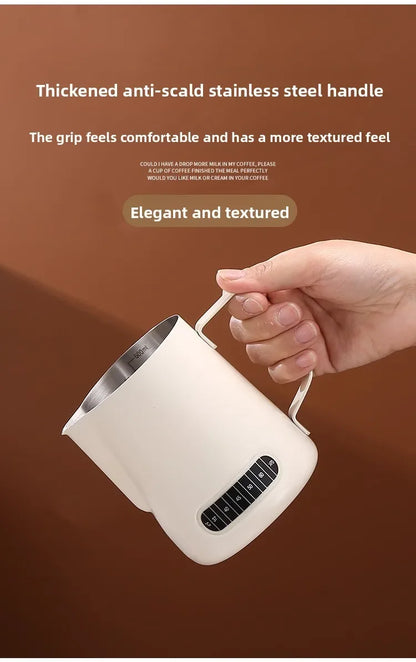 Coffee Milk Frother Jug Temperature Sensing Patch Stainless Steel Accurate Scale Volume Control Advanced Professional CoffeeTool