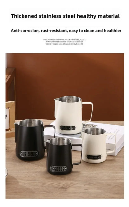Coffee Milk Frother Jug Temperature Sensing Patch Stainless Steel Accurate Scale Volume Control Advanced Professional CoffeeTool