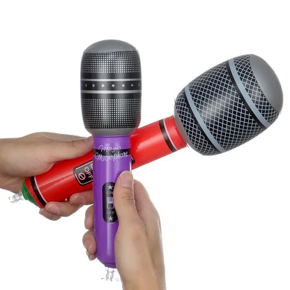 12Pcs Inflatable Microphones Blow Up Inflatable Microphone Props Toys for Musical Concert Themed Party Birthday Toys Decoration